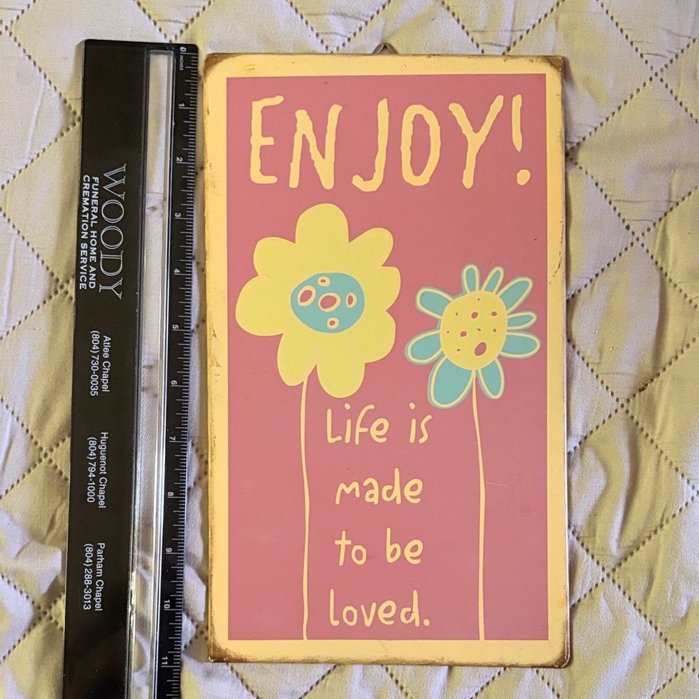 ENJOY! Pink Floral Wall Sign